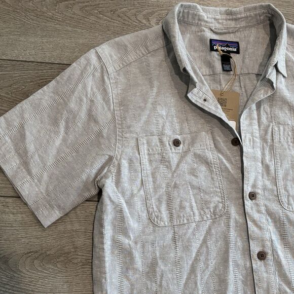 Patagonia Back Step Mens Small Salt Gray Hemp Cotton Outdoor Button Up Casual - Picture 2 of 6
